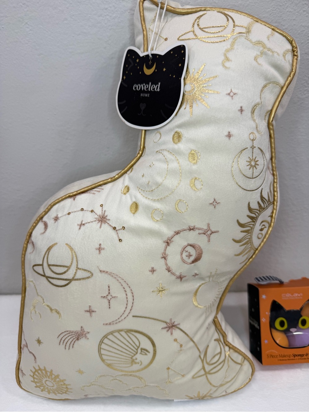 Celestial Cat Pillow + Célavi Cat Makeup Sponge & Puff Set